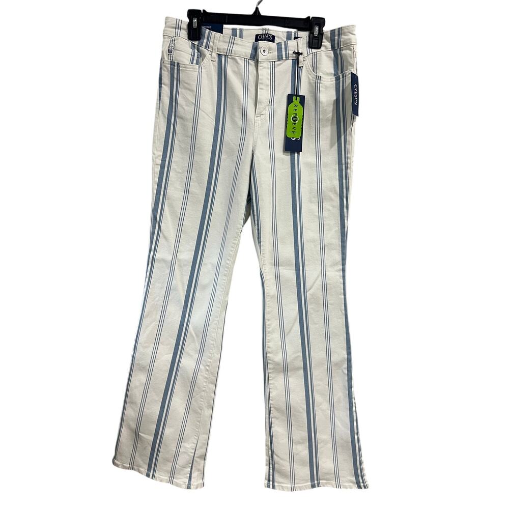 NWT Chaps Mid Rise Bootcut Light Blue Stripe Jeans Size 14